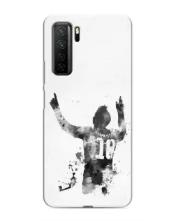 Чехол для Honor 30s с картинкой «Черно-белый силуэт Месси» Чехол для Honor 30s с картинкой «Черно-белый силуэт Месси»