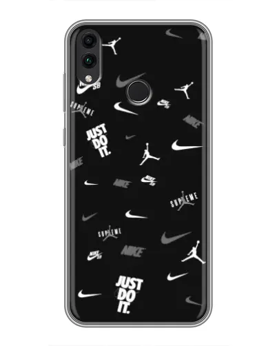Чохол для Huawei Honor 8C з картинкою «Nike Black Pattern»