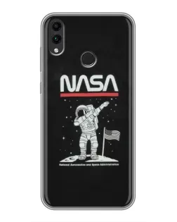 Чехол для Huawei Honor 8C с картинкой «NASA — шагаем по Луне»