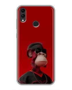 Чехол для Huawei Honor 8C с картинкой «Bored Ape в красном»