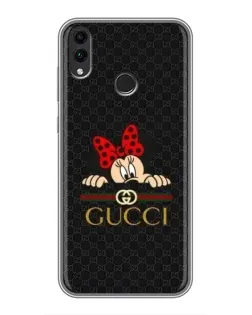 Чехол для Huawei Honor 8C с картинкой «Минни Маус Gucci — черный»