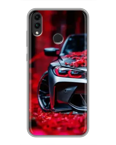 Чехол для Huawei Honor 8C с картинкой «Спортивная BMW и цветы»