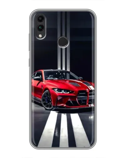 Чехол для Huawei Honor 8C с картинкой «Красная BMW на дороге»