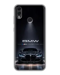 Чехол для Huawei Honor 8C с картинкой «BMW сквозь ночной город»