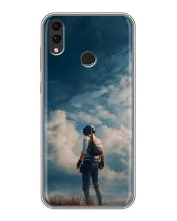 Чехол для Huawei Honor 8C с картинкой «Герой PUBG на скале»