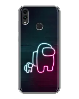 Чехол для Huawei Honor 8C с картинкой «Among Us неон-арт»