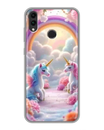 Чехол для Huawei Honor 8C с картинкой «Радуга и единороги»