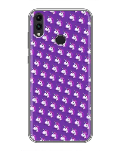 Чехол для Huawei Honor 8C с картинкой «Единороги на фиолетовом»