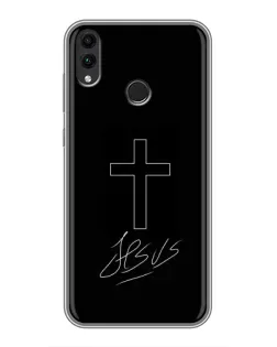 Чехол для Huawei Honor 8C с картинкой «Графический крест Jesus»