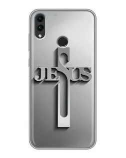 Чехол для Huawei Honor 8C с картинкой «Металлический крест Jesus»