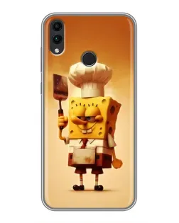 Чехол для Huawei Honor 8C с картинкой «Губка Боб повар»