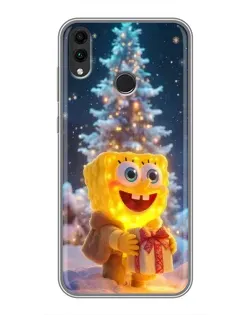 Чехол для Huawei Honor 8C с картинкой «Рождественский Спанч Боб»