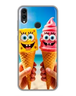 Чехол для Huawei Honor 8C с картинкой «Спанч Боб мороженое»