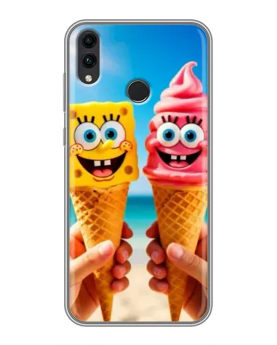 Чехол для Huawei Honor 8C с картинкой «Спанч Боб мороженое»