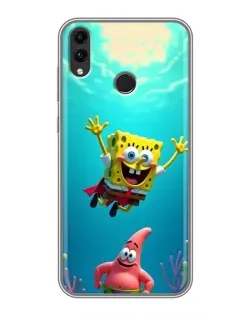 Чехол для Huawei Honor 8C с картинкой «Спанч Боб под водой»