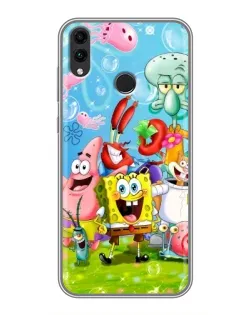 Чехол для Huawei Honor 8C с картинкой «Губка Боб и друзья»