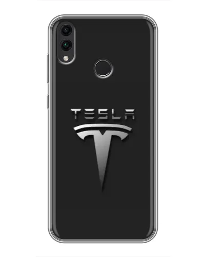 Чехол для Huawei Honor 8C с картинкой «Стальной логотип Tesla»