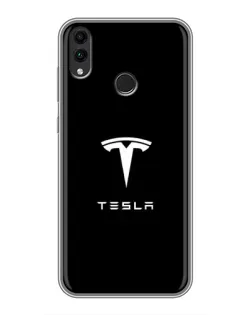 Чехол для Huawei Honor 8C с картинкой «Tesla White Logo»