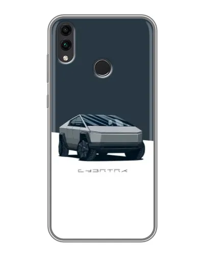 Чехол для Huawei Honor 8C с картинкой «Серебристый Cybertruck Tesla»