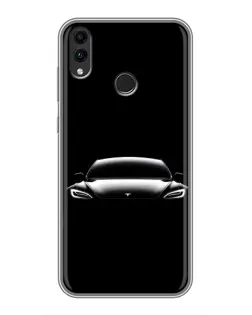 Чехол для Huawei Honor 8C с картинкой «Фары Tesla Night»
