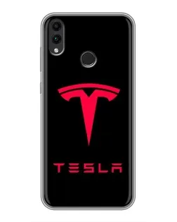 Чехол для Huawei Honor 8C с картинкой «Tesla Red Logo»