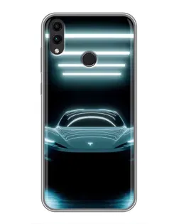 Чехол для Huawei Honor 8C с картинкой «Tesla в неоне»