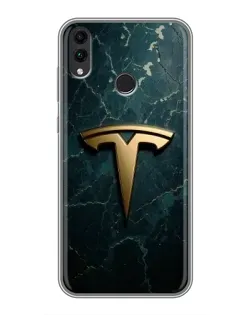 Чехол для Huawei Honor 8C с картинкой «Мраморная Tesla Gold»