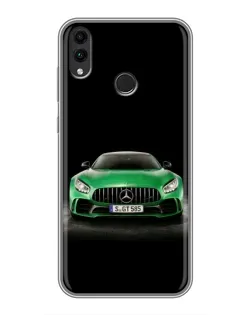 Чехол для Huawei Honor 8C с картинкой «Mercedes — неоновый лого»