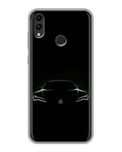 Чехол для Huawei Honor 8C с картинкой «Mercedes — силуэт авто»