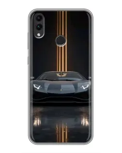 Чехол для Huawei Honor 8C с картинкой «Lamborghini золотые линии»