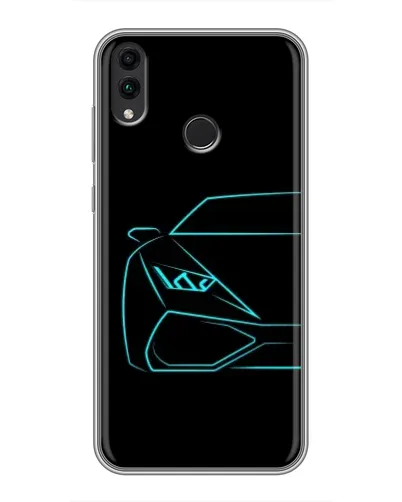 Чехол для Huawei Honor 8C с картинкой «Голубой силуэт Lamborghini»