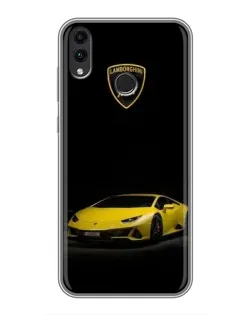 Чехол для Huawei Honor 8C с картинкой «Lamborghini желтый акцент»