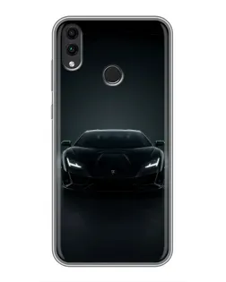 Чехол для Huawei Honor 8C с картинкой «Черный Lamborghini Aventador»