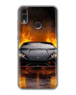 Чехол для Huawei Honor 8C с картинкой «Lamborghini в огне»