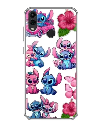 Чехол для Huawei Honor 8C с картинкой «Стикеры Stitch и Angel»