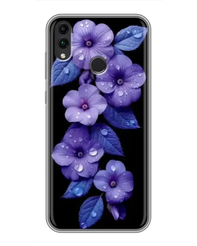 Чохол для Huawei Honor 8C з картинкою «Фіолетові квіти з росою»