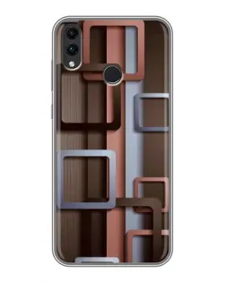 Чохол для Huawei Honor 8C з картинкою «Коричневі об'ємні квадрати»