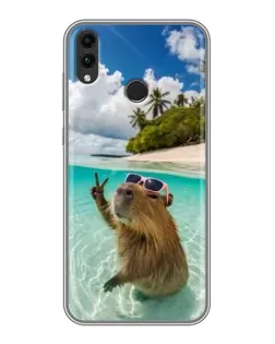 Чохол для Huawei Honor 8C з картинкою «Капібара на морі»