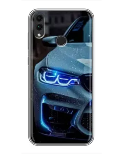 Чехол для Huawei Honor 8X Max с картинкой «Взгляд BMW с синими фарами»