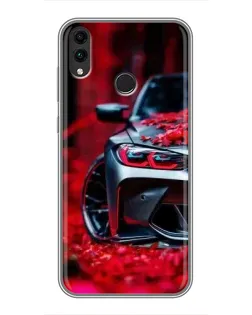 Чехол для Huawei Honor 8X Max с картинкой «Спортивная BMW и цветы»