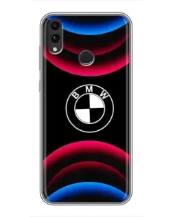 Чехол для Huawei Honor 8X Max с картинкой «Логотип BMW и неоновые дуги»