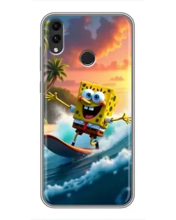 Чохол для Huawei Honor 8X Max з картинкою «Губка Боб серфінгіст»