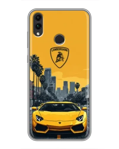 Чохол для Huawei Honor 8X Max з картинкою «Жовтий Lamborghini місто»