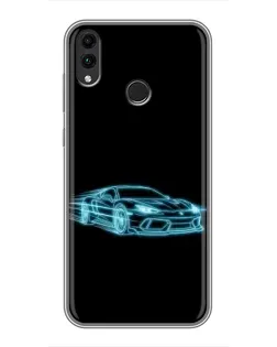 Чохол для Huawei Honor 8X Max з картинкою «Неоновий контур Lamborghini»