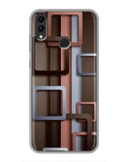 Чохол для Huawei Honor 8X Max з картинкою «Коричневі об'ємні квадрати»