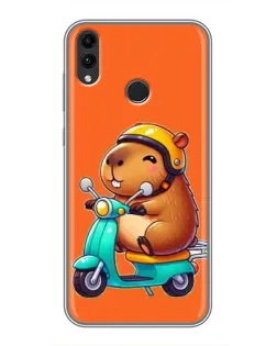 Чохол для Huawei Honor 8X Max з картинкою «Капібара на скутері»