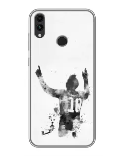 Чохол для Huawei Honor 8X Max з картинкою «Чорно-білий силует Мессі»