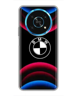 Чехол для Huawei Honor Magic 5 Lite 5G с картинкой «Логотип BMW и неоновые дуги»