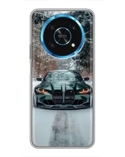Чехол для Huawei Honor Magic 5 Lite 5G с картинкой «BMW в зимнем лесу»