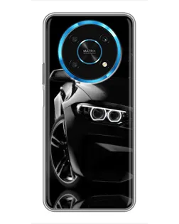 Чехол для Huawei Honor Magic 5 Lite 5G с картинкой «Черная BMW — профиль»